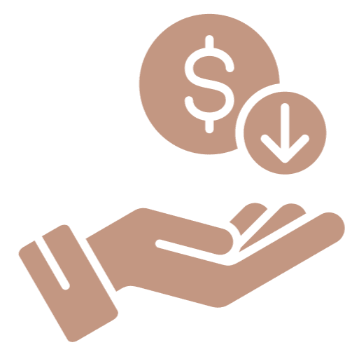 Hand receiving decreasing dollar value.